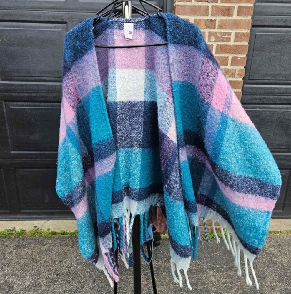 Purple blue and pink shawl